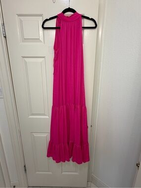 Vince Camuto Hot Pink Halter Maxi Dress